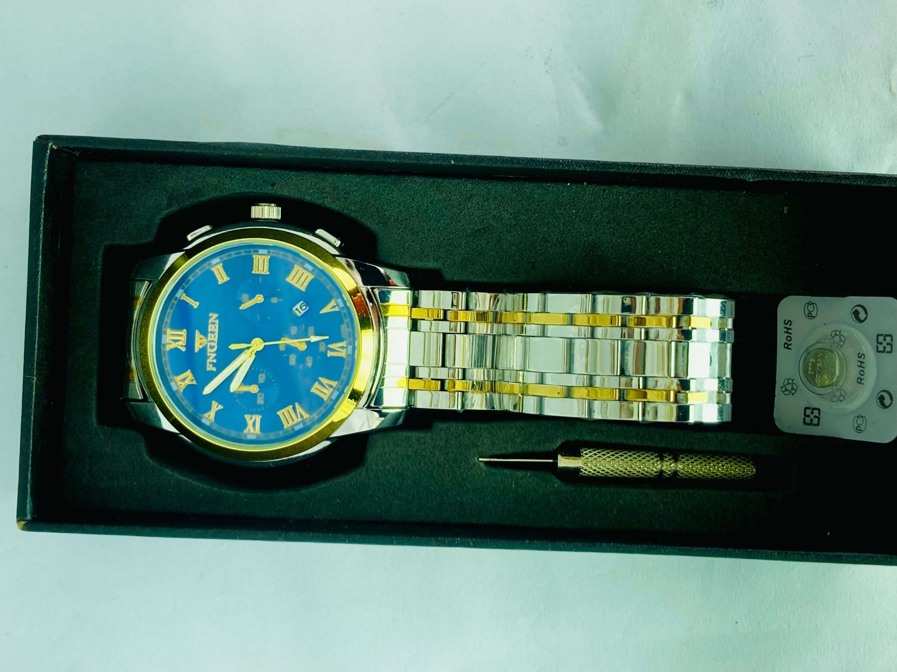 FNGEEN Stainless Steel Watch – Elegant Design with Original Box & Bracelet Gift Akun Treasures