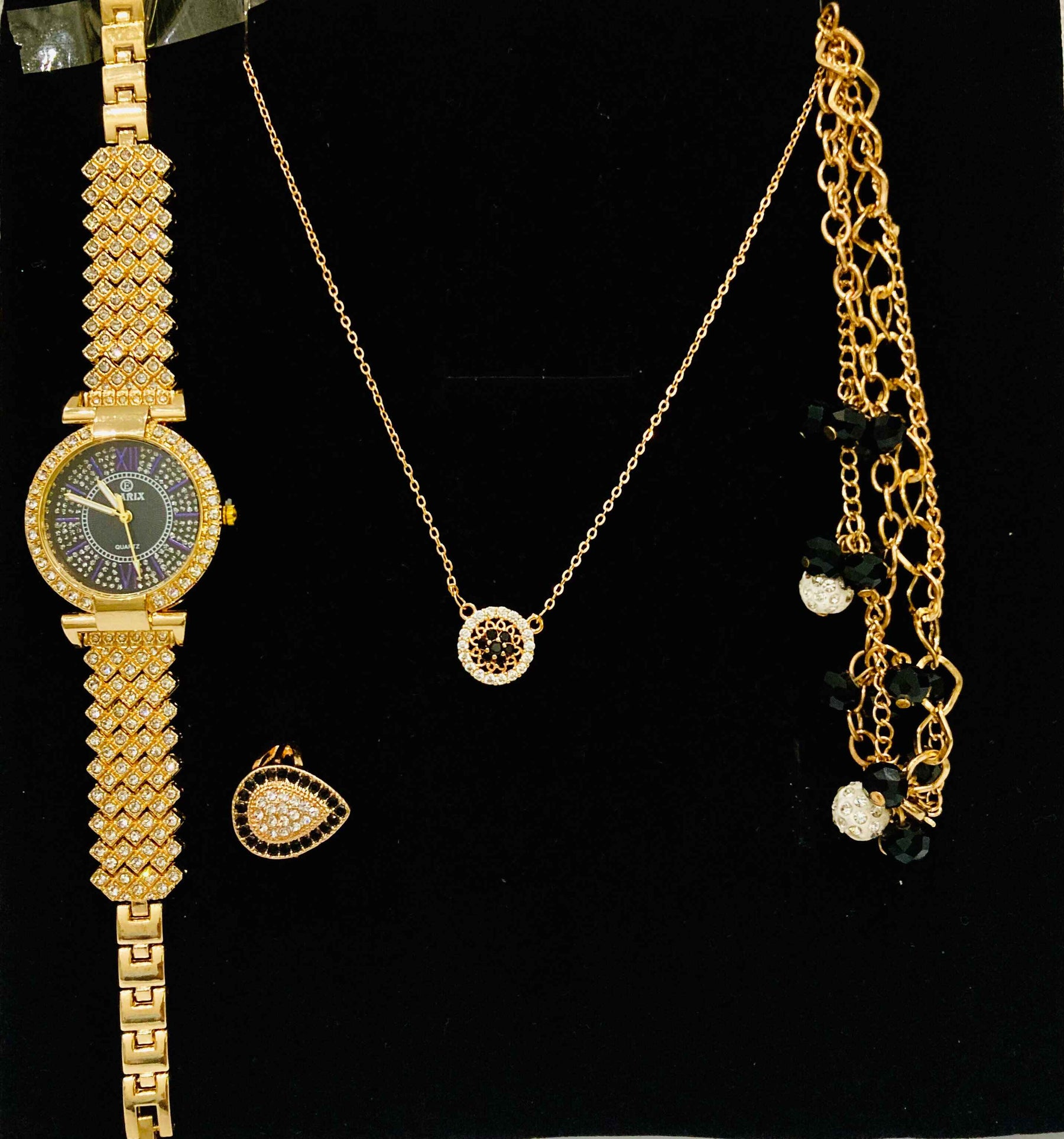 Elegant Gold Jewelry Set – Watch, Necklace, Bracelet & Ring