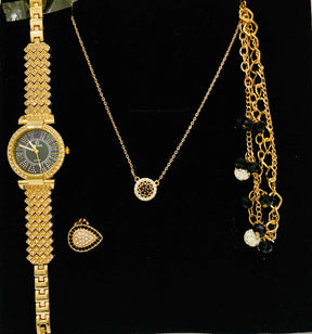 Elegant Gold Jewelry Set – Watch, Necklace, Bracelet & Ring