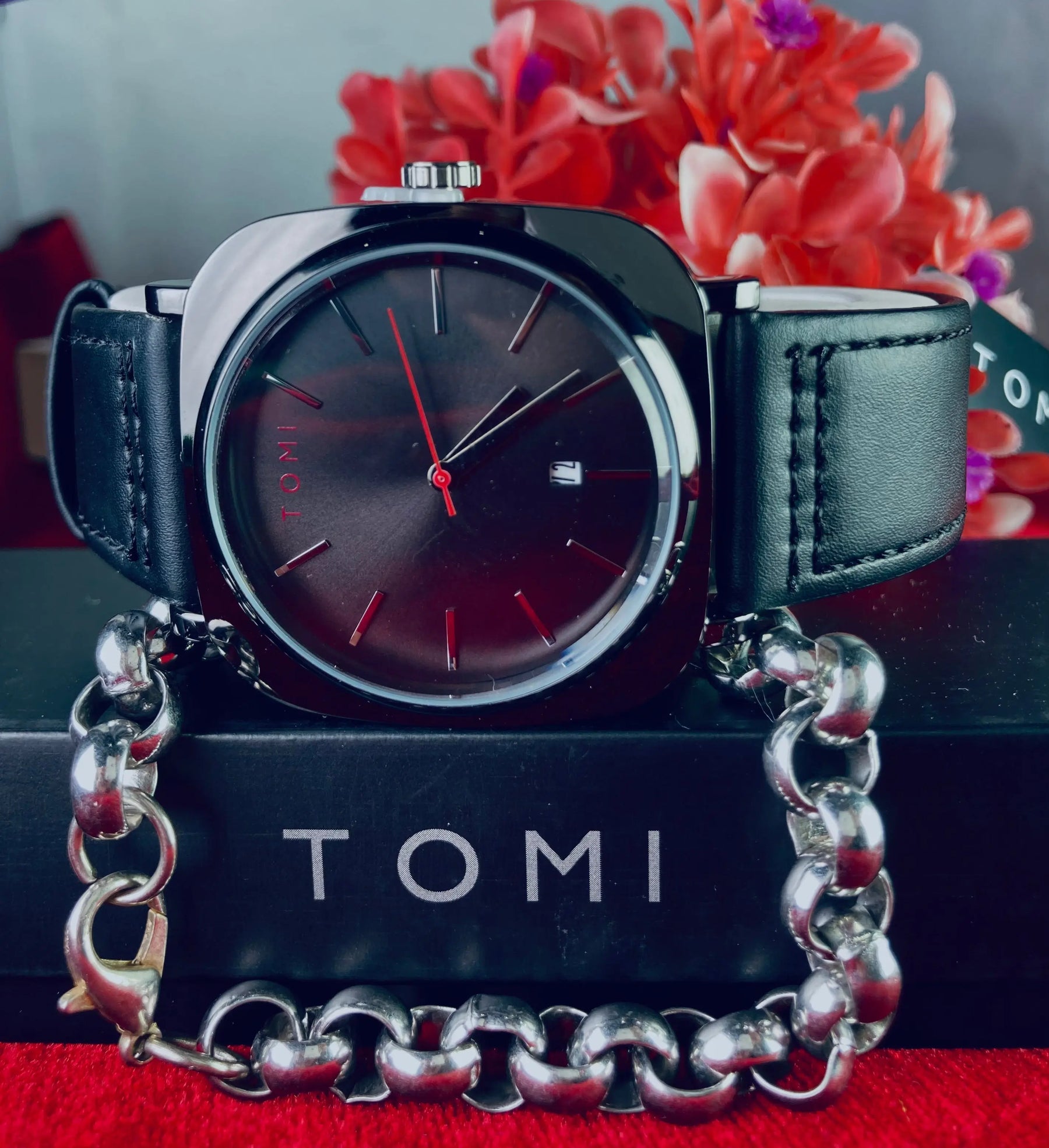 TOMI T-084 – Timeless Black Watch with Premium Leather Strap - Akun Treasures