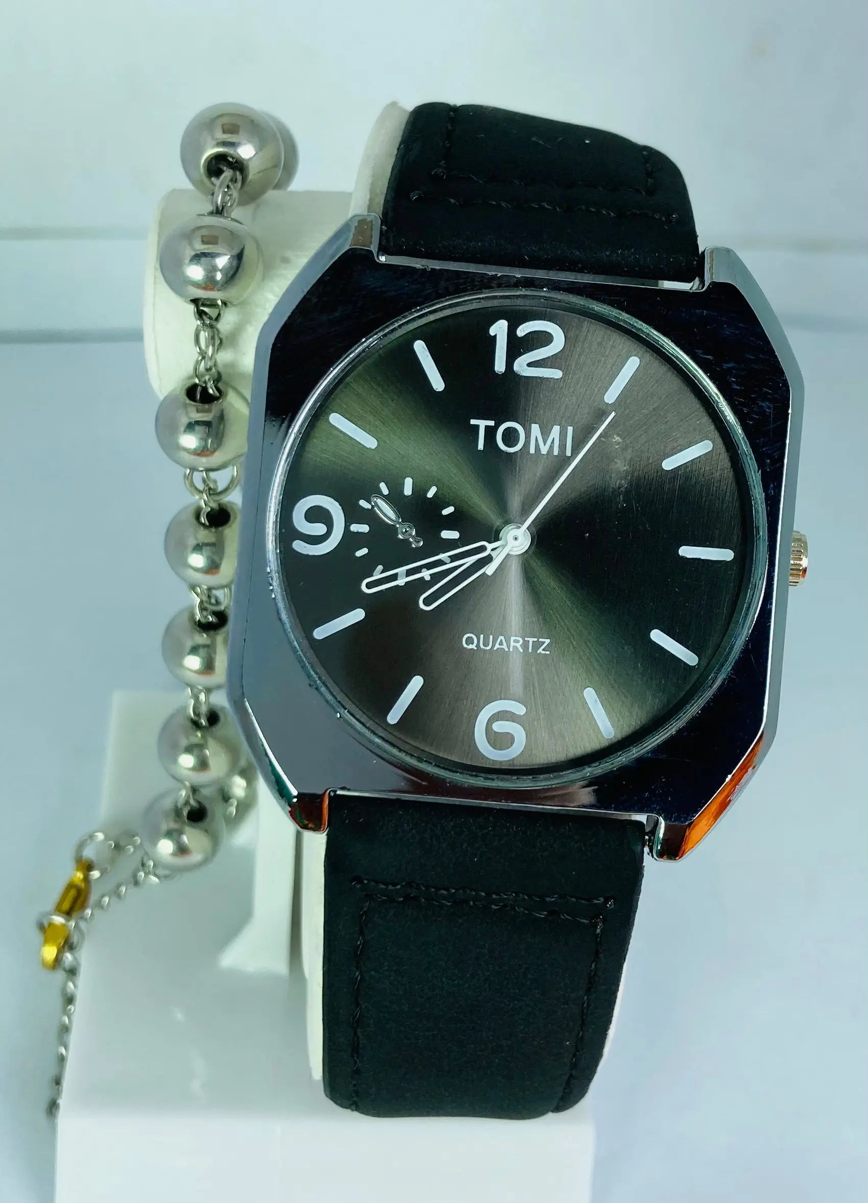 Tomi Squares Watch with Leather Strap & Bracelet Gift Akun Treasures